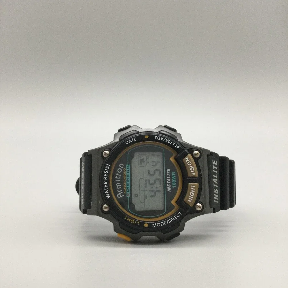 Armitron All-Sport Instalite Mens Watch 40mm Alarm Chrono Digital 40/6595 Black